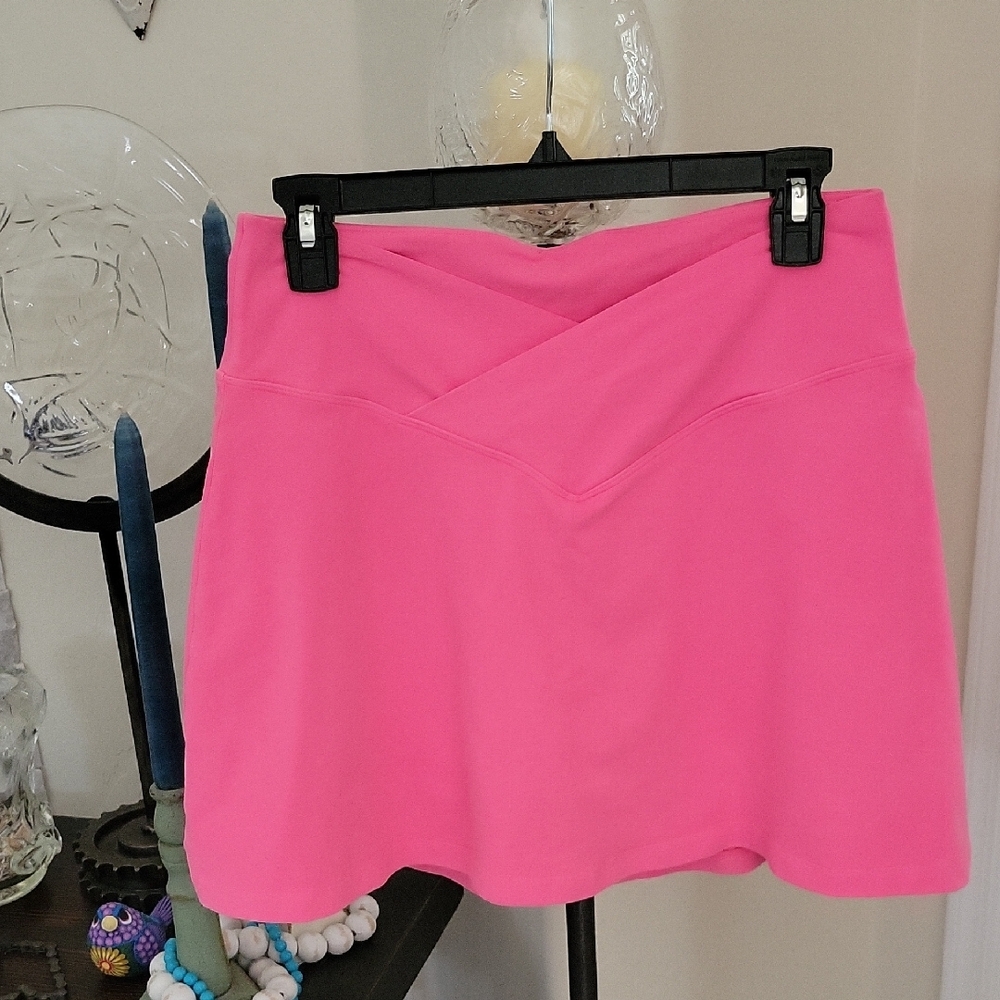 Pink Mini Skater Wrap Skirt for Night Out
